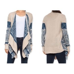 LUCKY BRAND Open Front Heritage Cardigan Sweater with Fringe Detail M NWT